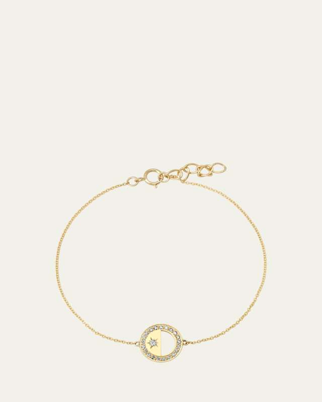 Half Moon Phase Diamond Charm Bracelet